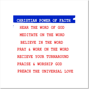 Christian Power of Faith Illustration on White Background Posters and Art